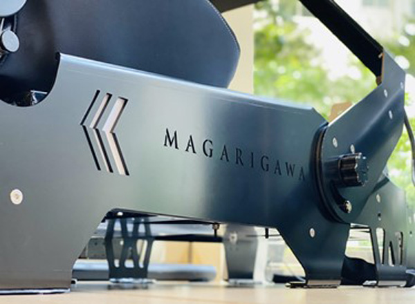 Magarigawa logo engraved into the frame of each simulator